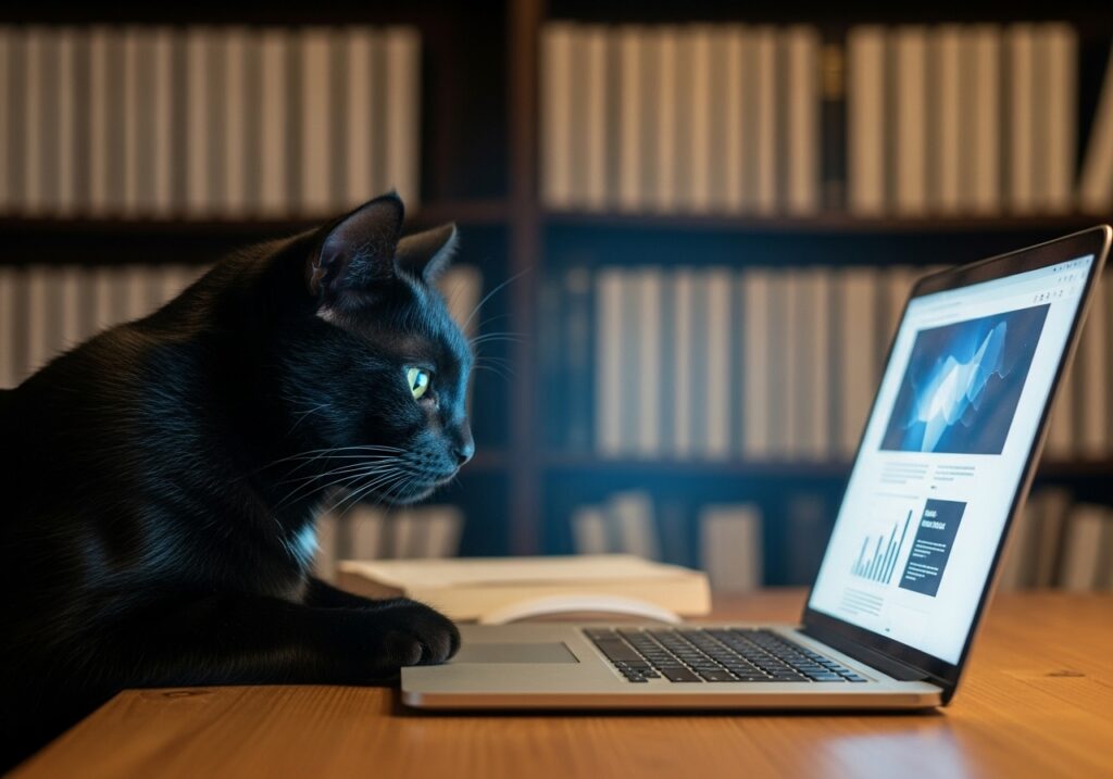 信頼ある情報を捜す黒猫ちゃんのイメージ画像